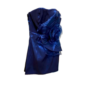 🌷 Daisy🌷 Beautiful Blue Flower Short Padded Formal Dress Wedding  Prom